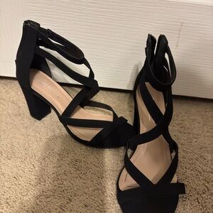 Trendy Black Strappy Heels